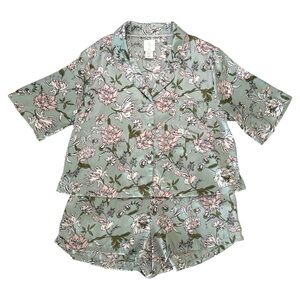 Joie Floral Satin Boxer Pajama Set Size Medium